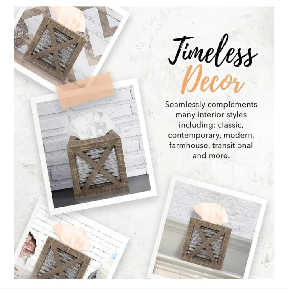 Rustic Wooden Tissue Box Holder New